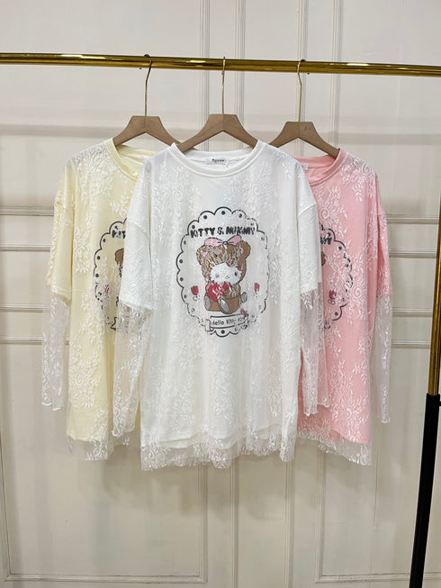 Women High Fashion Lacey Oversize T-Shirts